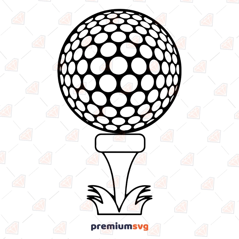 Golf Ball with Tee SVG Vector File, Golf Tee Clipart Golf SVG Svg