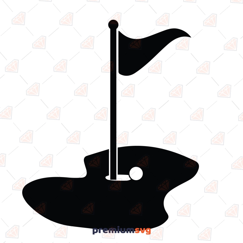 Golf Flag and Hole Silhouette SVG, Instant Download Golf SVG Svg