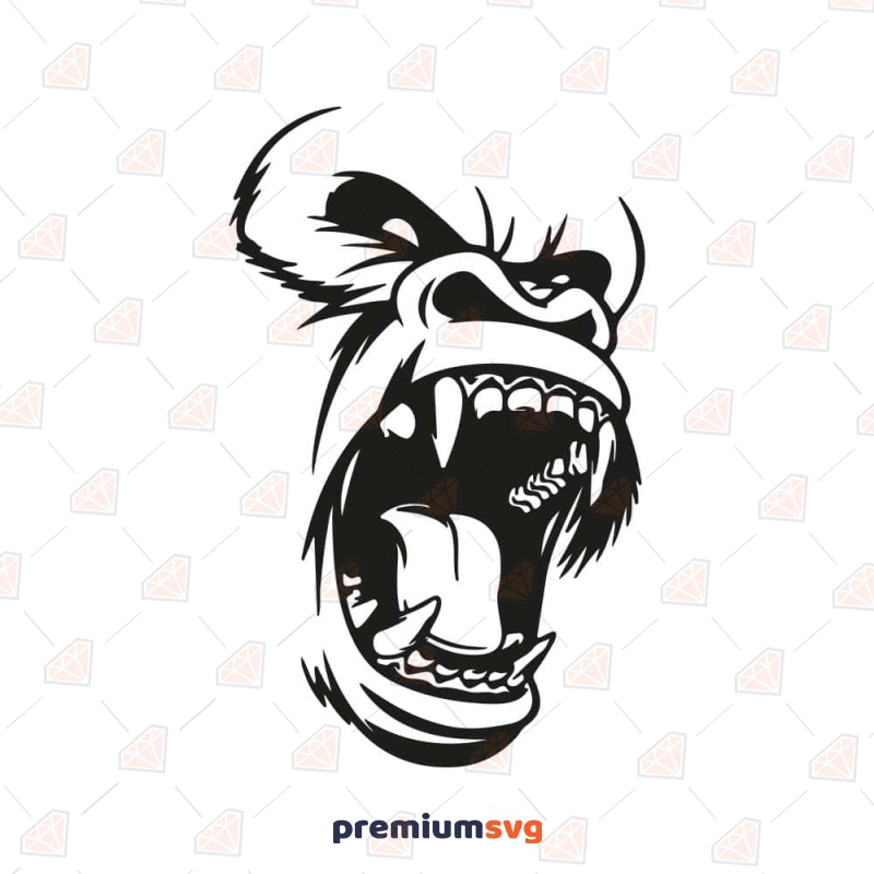 Gorilla Head SVG, Gorilla Face SVG Cut File Wild & Jungle Animals SVG Svg