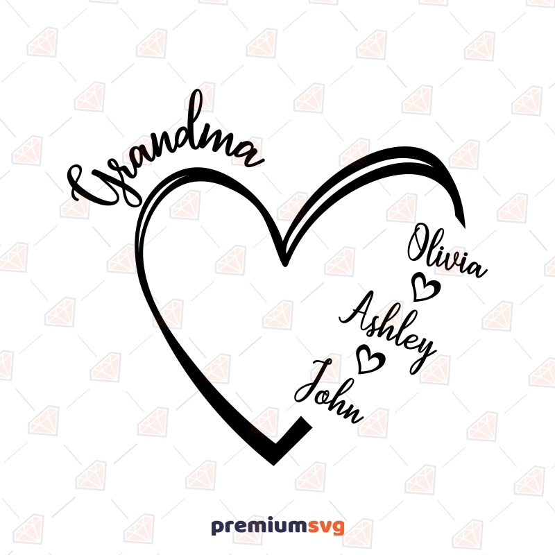 Grandma Heart with Names SVG, Grandma Monogram SVG Mother's Day SVG Svg
