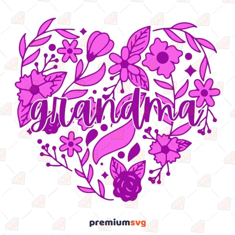 Purple Grandma Floral Heart SVG Cut File Mother's Day SVG Svg