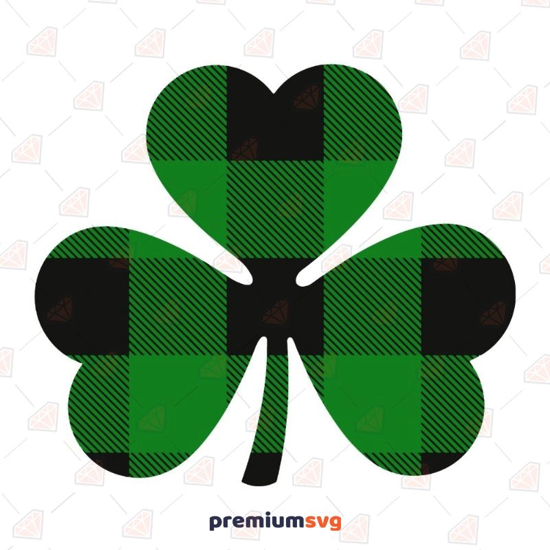 Green Buffalo Plaid Shamrock SVG, Instant Download St Patrick's Day SVG Svg