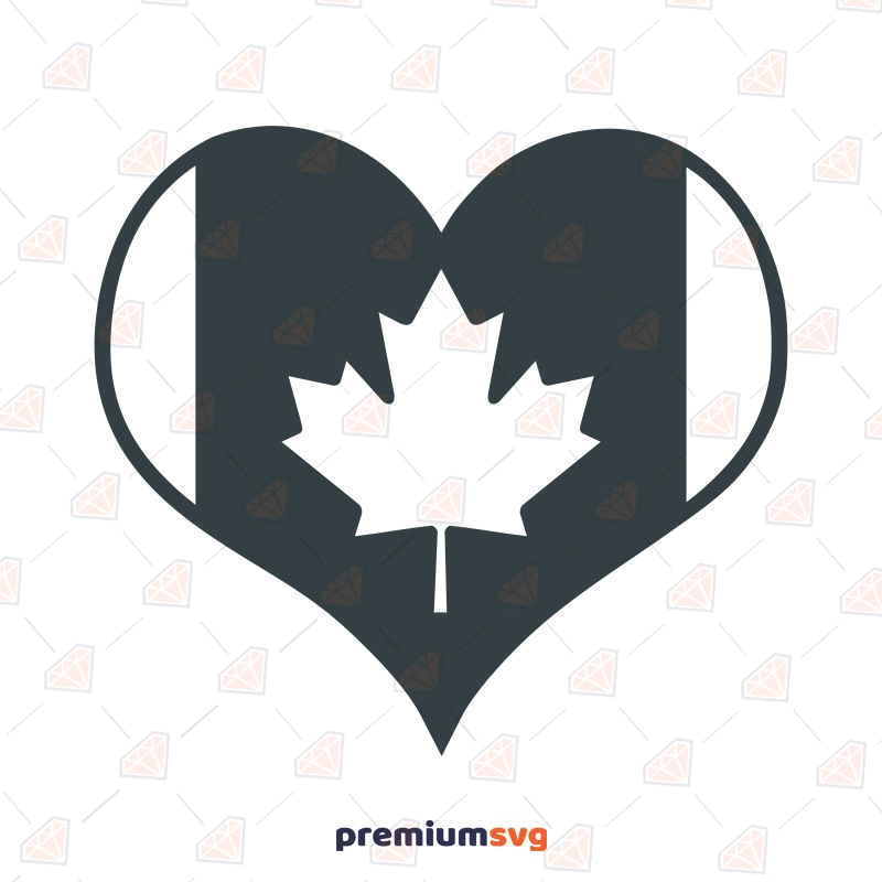 Canada Heart Flag SVG Black and White Flag SVG Svg