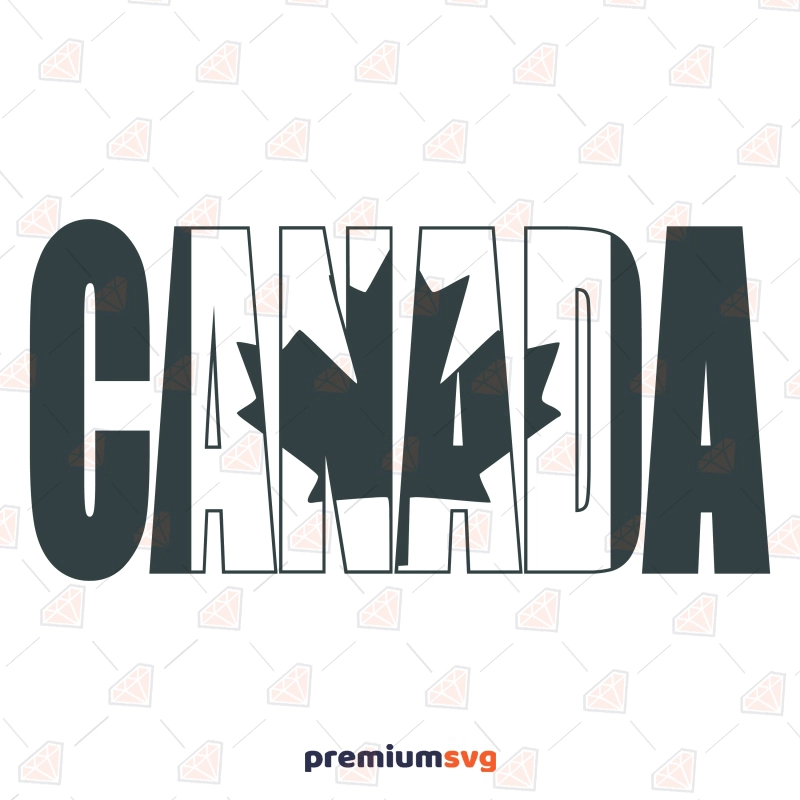 Grey Canada Text Covered with Flag SVG, Canada Flag SVG Flag SVG Svg