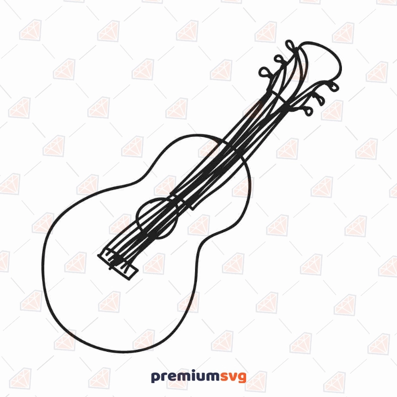 Guitar Drawing SVG Cut File, Guitar Vector Files Instant Download Drawings Svg