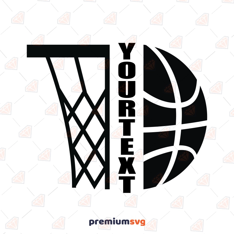 Half Basketball SVG, Basketball Hoops Monogram SVG