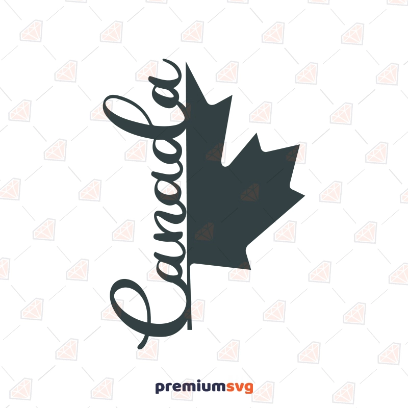 Half Maple with Canada Text SVG, Canada Maple Leaf SVG Instant Download Flag SVG Svg