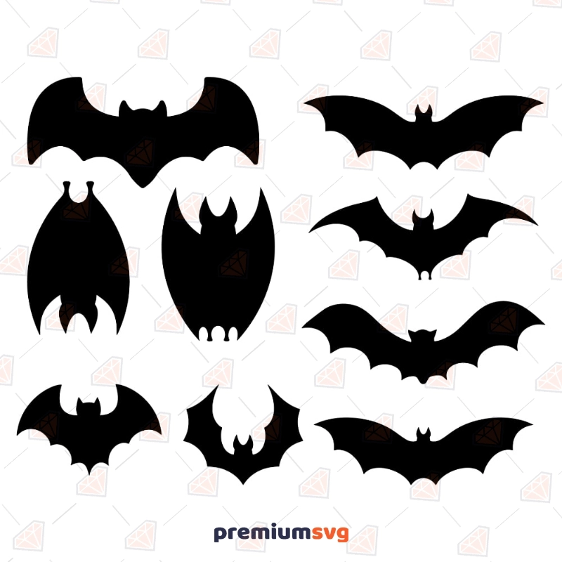 Halloween Bat Silhouette SVG, Bat Bundle Clipart Halloween SVG Svg