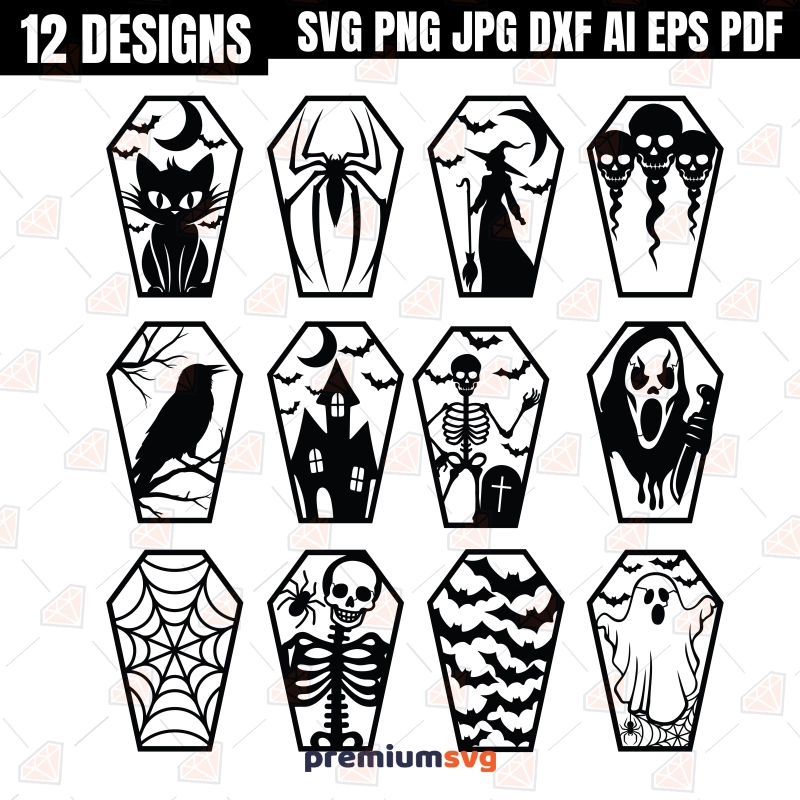 Halloween Coffin SVG Bundle, Spooky Cut Files for Cricut & DIY Projects Halloween SVG