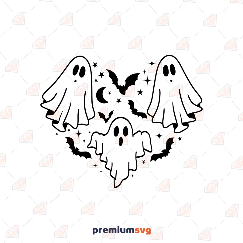Halloween Ghost Heart SVG, Halloween Heart SVG Cut File Halloween SVG Svg