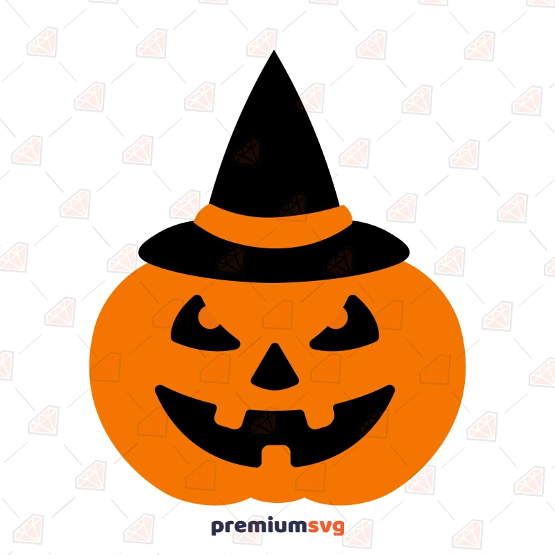 Halloween Scary Pumpkin with Hat SVG, Instant Download Pumpkin SVG Svg