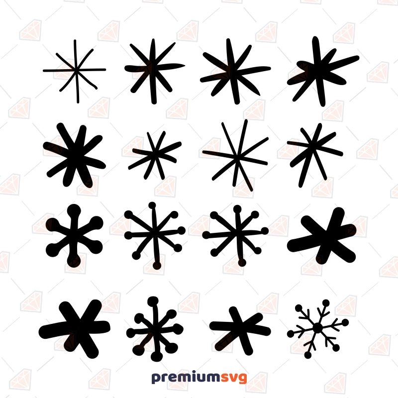 Hand Draw Snowflake Bundle SVG, Flake Winter SVG Christmas SVG Svg