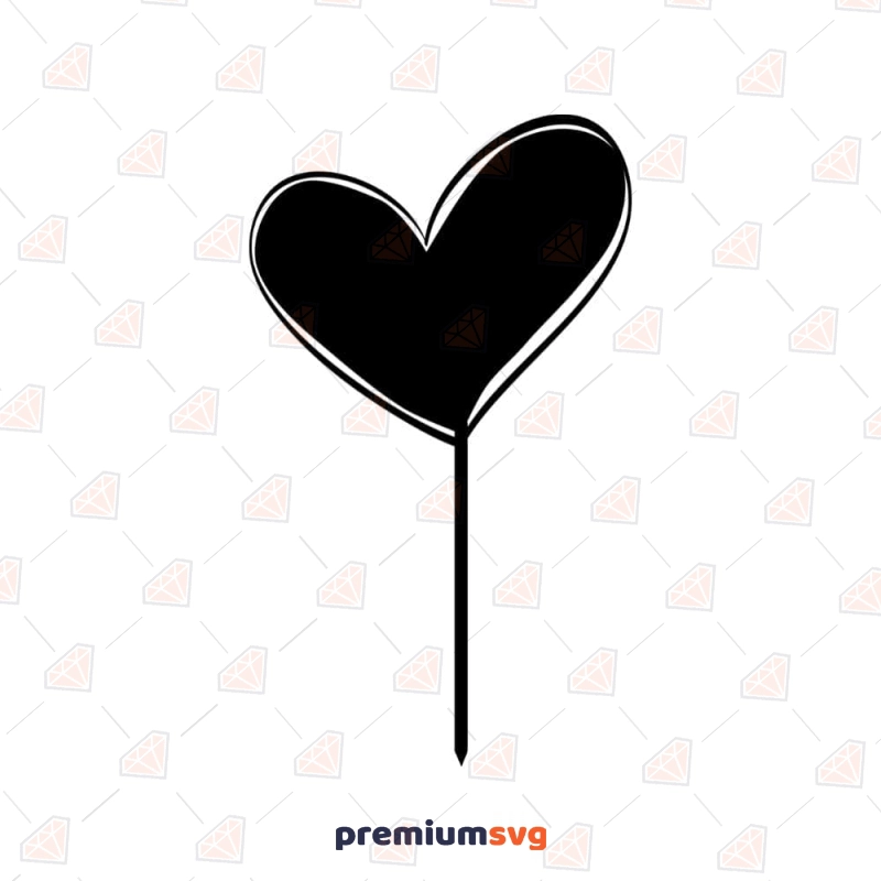 Hand Drawn Heart Cake Topper SVG File, Instant Download Cake Topper SVG Svg