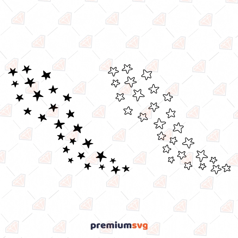 Hand Drawn Stars Wave SVG Cut Files, Star Wave SVG Instant Download Drawings Svg