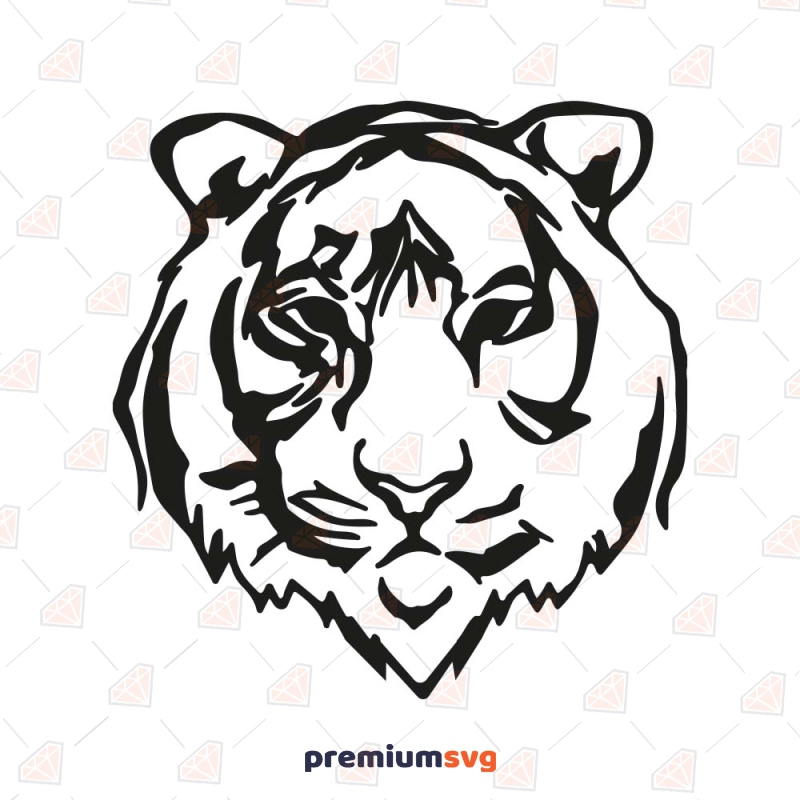 Hand Drawn Tiger SVG, Tiger Head SVG Cut File Wild & Jungle Animals SVG Svg