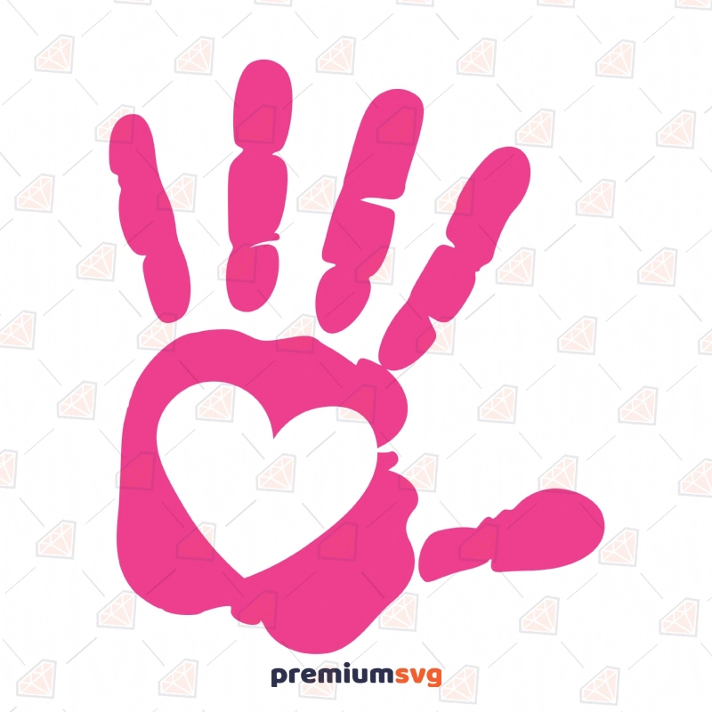 Handprint Inside Heart SVG Cut Files, Instant Download Vector Illustration Svg