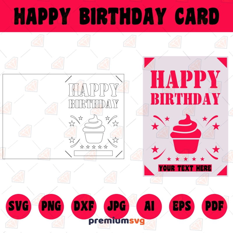 Happy Birthday Card SVG, Birthday Card Cricut Cut File Birthday SVG Svg