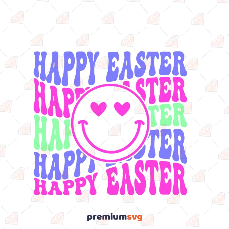 Happy Easter Retro Smiley Face SVG, Love Easter SVG Easter Day SVG Svg