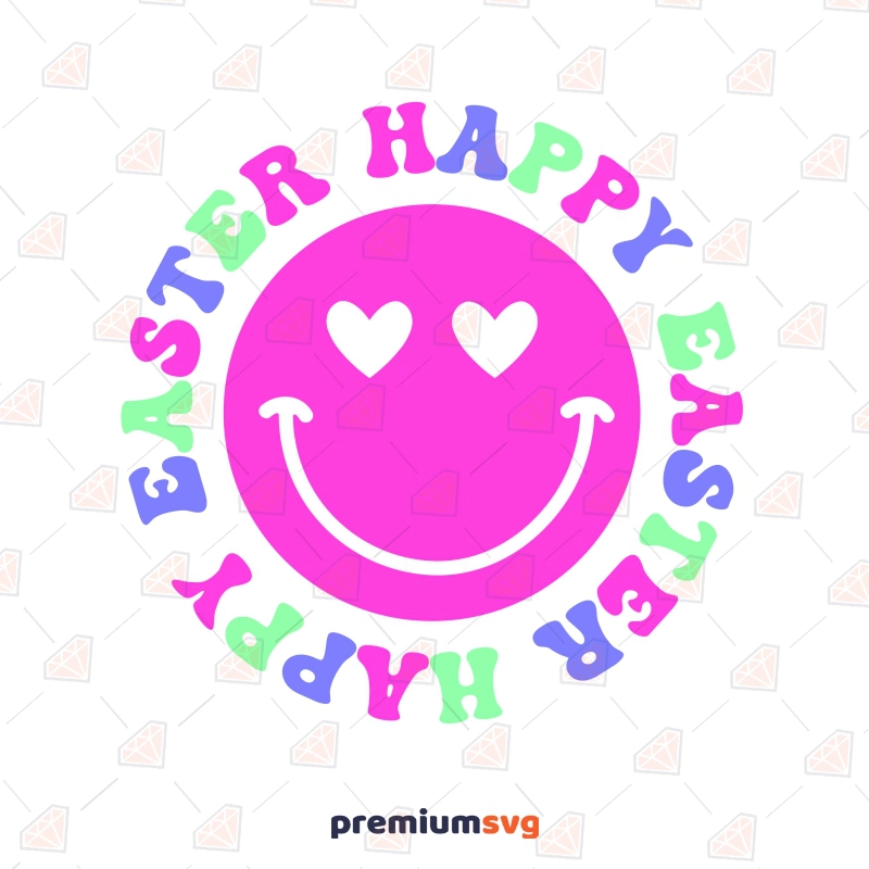 Happy Easter Smiley Face SVG, Retro SVG Graphic Design Easter Day SVG Svg