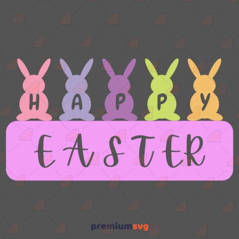 Happy Easter with Bunnies SVG File Easter Day SVG Svg