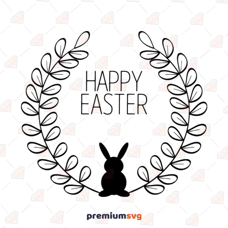 Happy Easter Floral Wreath SVG, Cutting File Easter Day SVG Svg