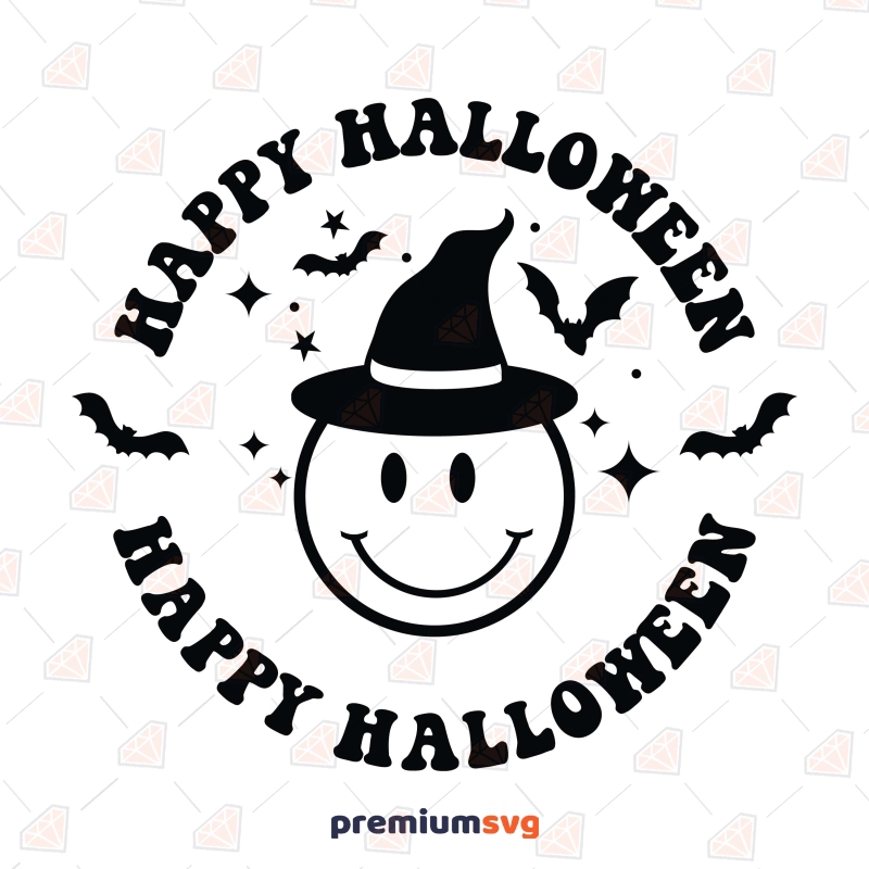 Happy Halloween SVG with Smiley Face Halloween SVG Svg