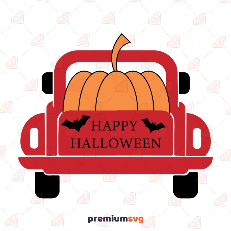 Happy Halloween Truck SVG Cut File, Happy Halloween SVG Instant Download Halloween SVG Svg