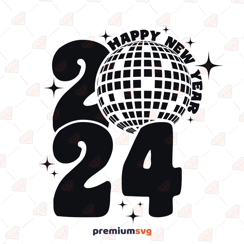 Happy New Year 2024 SVG, Trendy New Year SVG New Year SVG Svg