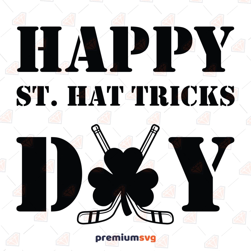 Happy St Hat Tricks Day SVG,  Hockey Shamrock SVG St Patrick's Day SVG Svg
