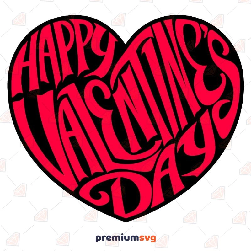 Happy Valentine's Day Heart SVG File & Design