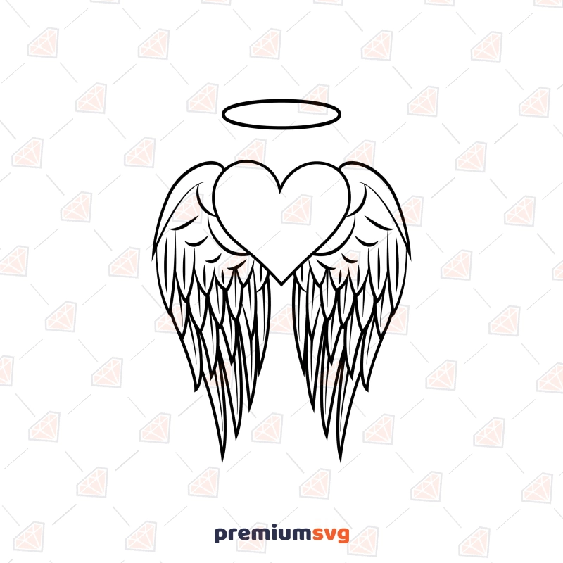 Heart Angel Wings SVG for Cricut, Instant Download