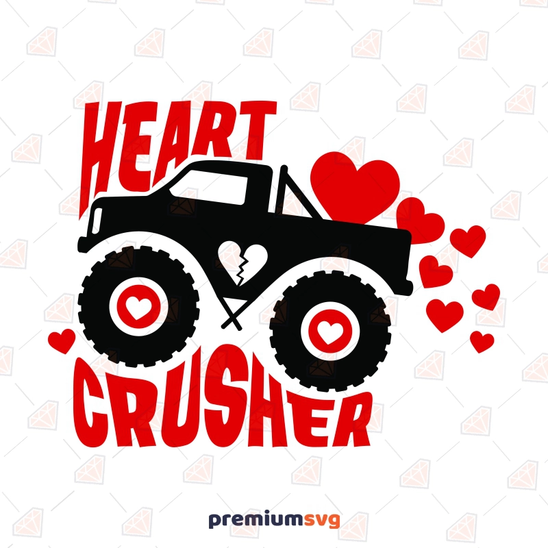 Heart Crusher Truck SVG, Boy Valentines SVG Truck Valentine's Day SVG Svg