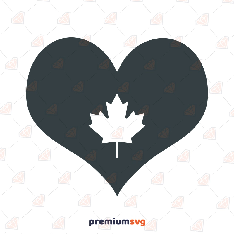 Heart in Maple SVG Cutfile, Maple Love Canada SVG Instant Download Flag SVG Svg
