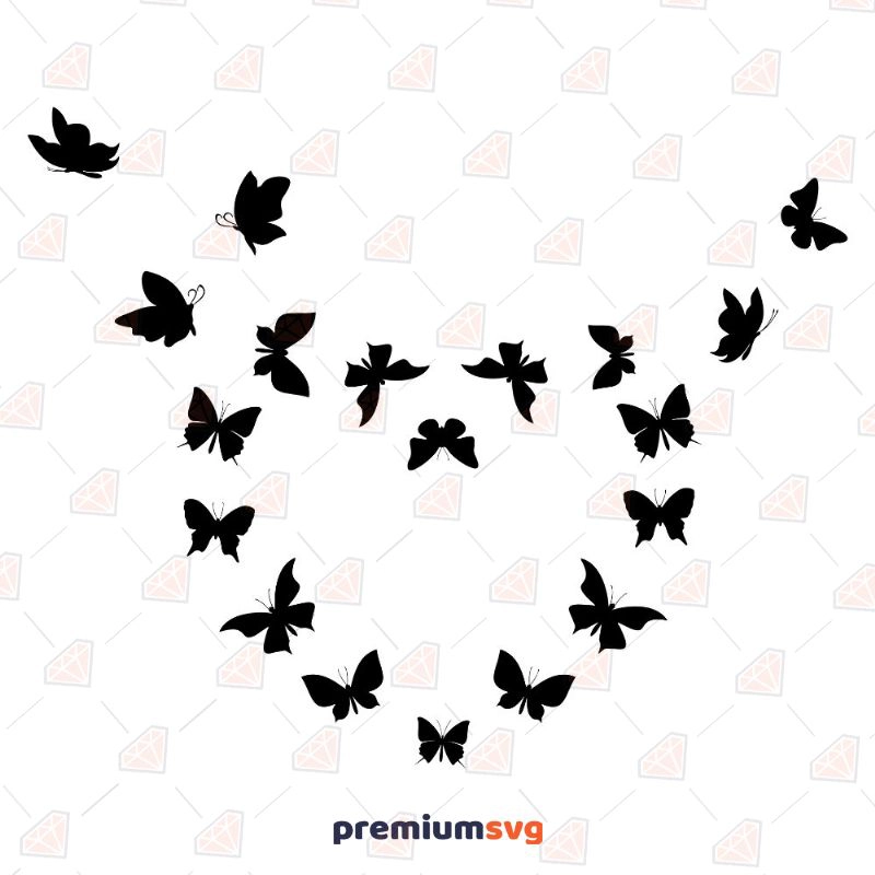 Heart Made From Butterfly SVG Cut File, Butterfly Heart Vector Cut file Bird SVG Svg