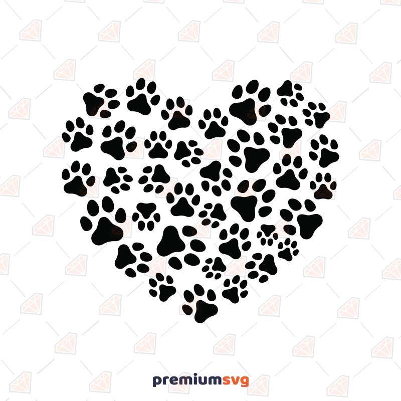 Heart Made from Paws SVG, Dog Lover SVG Valentine's Day SVG Svg