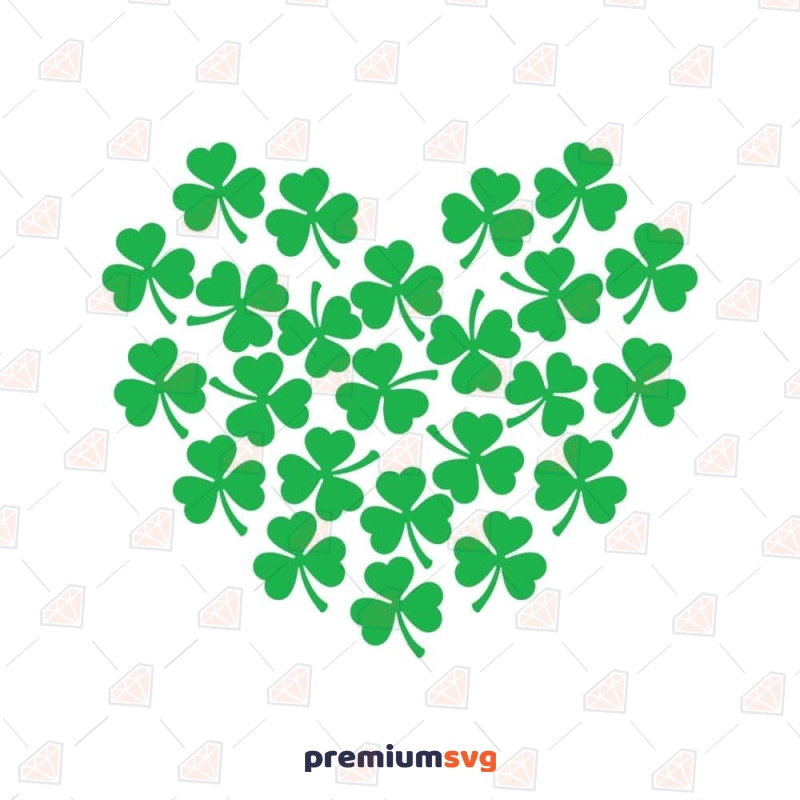 Heart Made from Shamrock SVG, Clover Love SVG Cut File St Patrick's Day SVG Svg