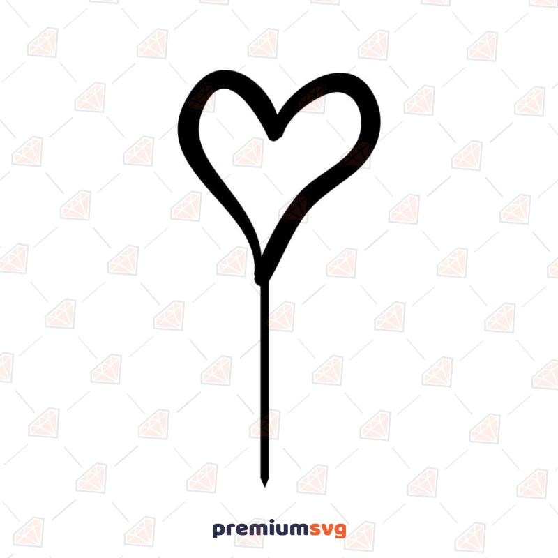 Heart Outline Cake Topper SVG Cut File, Instant Download Cake Topper SVG Svg