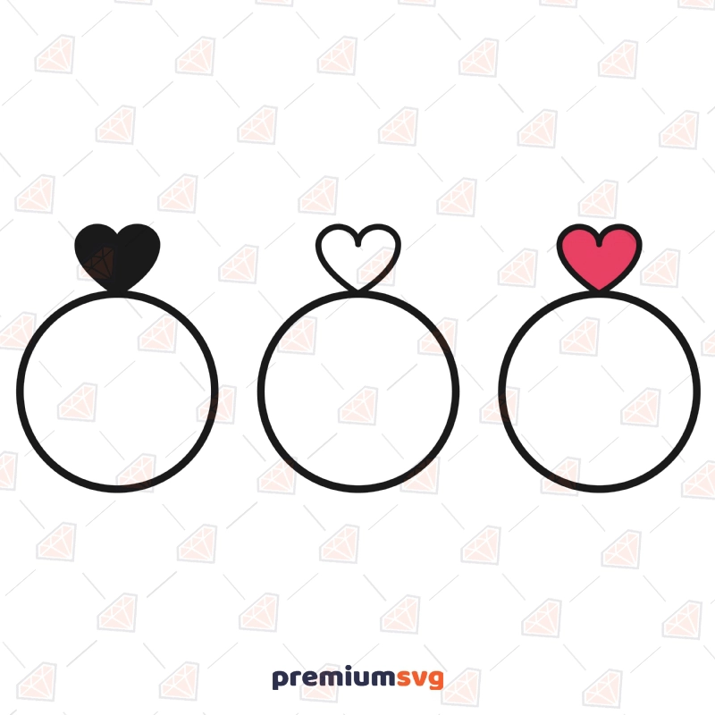 Heart Rings SVG Cut Files, Heart Rings Vector Wedding SVG Svg