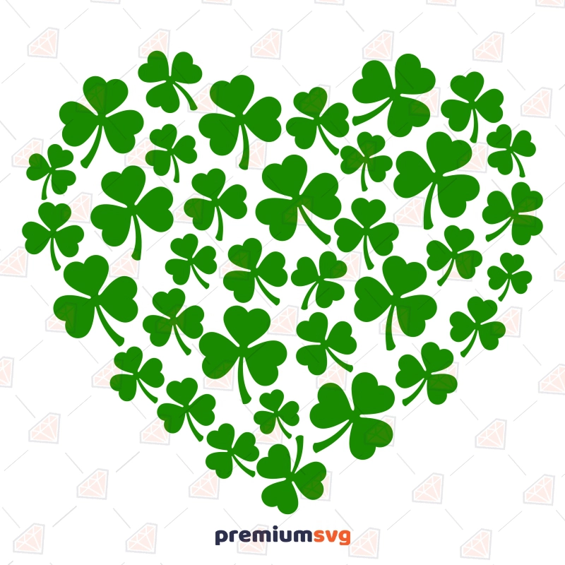 Heart Shamrocks SVG, St Patrick's Day SVG Clover St Patrick's Day SVG Svg