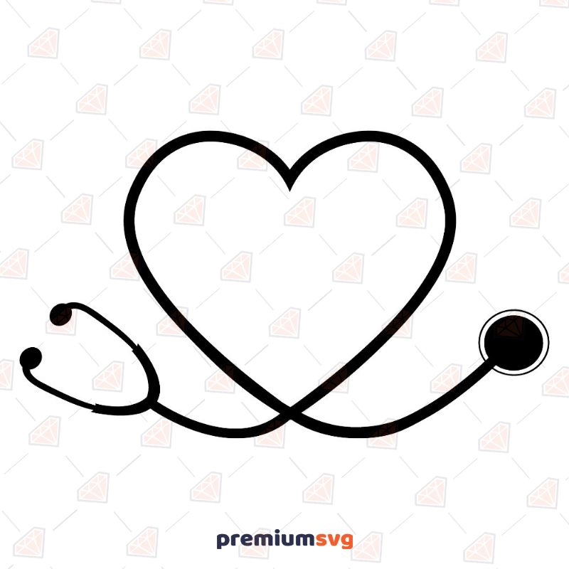Heart Stethoscope SVG, Medicine Stethoscope SVG Instant Download Health and Medical Svg