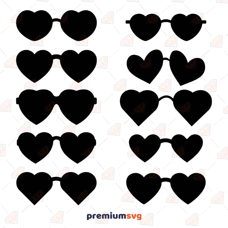 Heart Sunglasses Bundle SVG, Sunglasses With Hearts SVG Vector Bundle SVG Svg