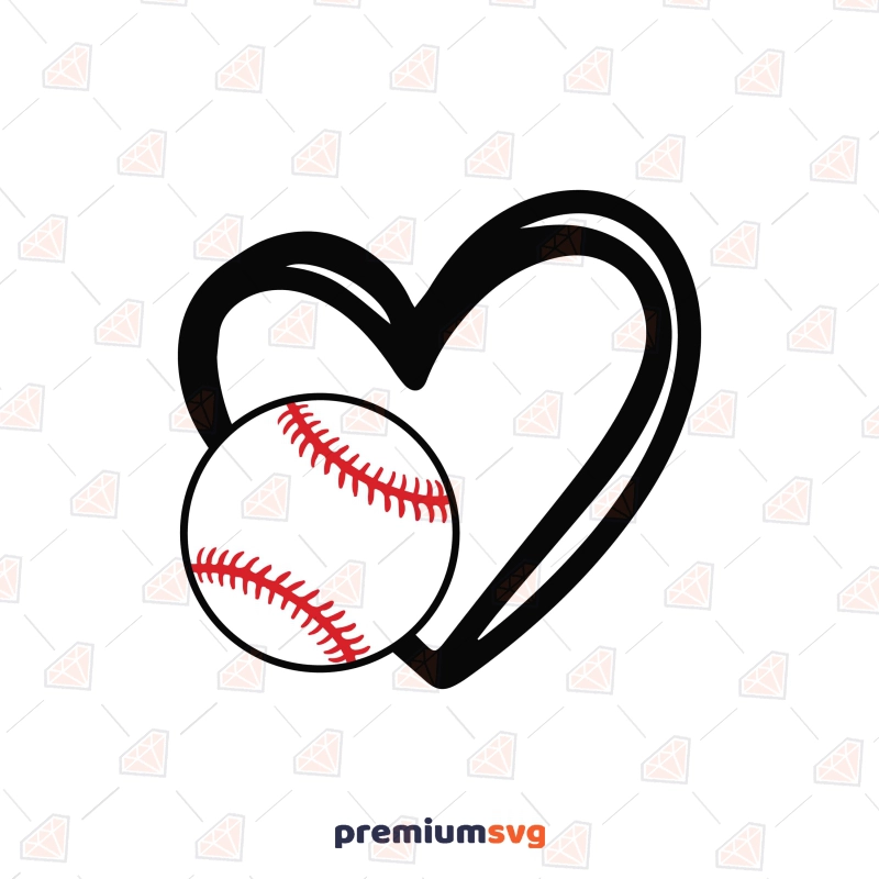 Heart with Baseball Ball SVG Baseball SVG Svg