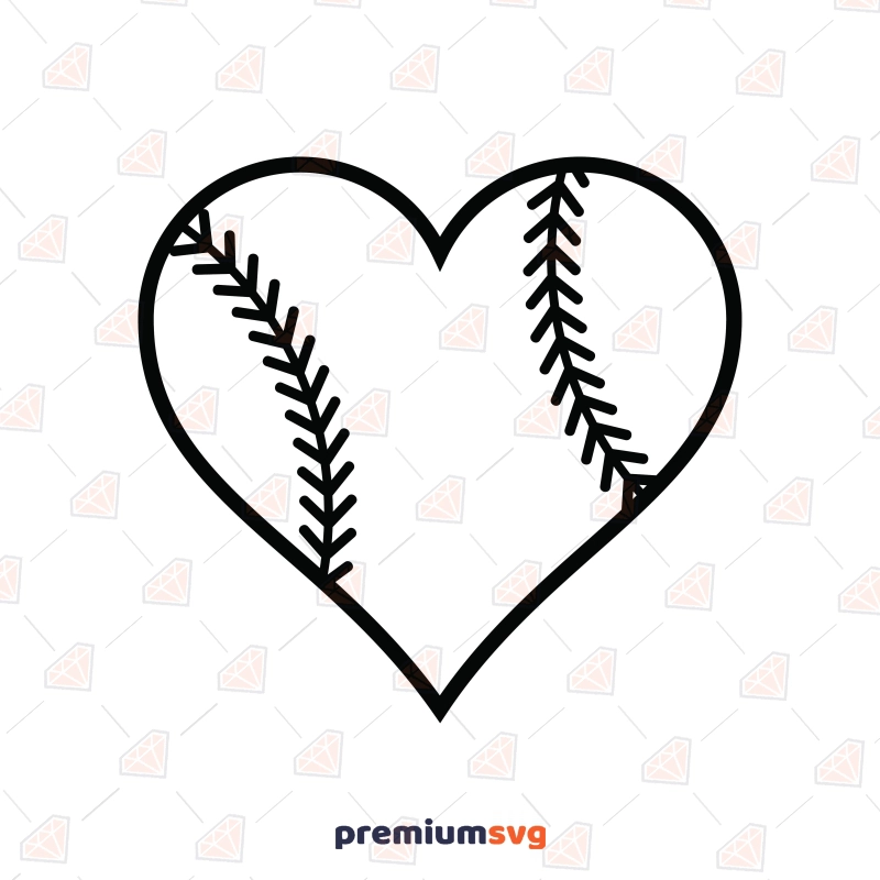 Heart with Baseball Stitches SVG Files for Cricut Basketball SVG Svg