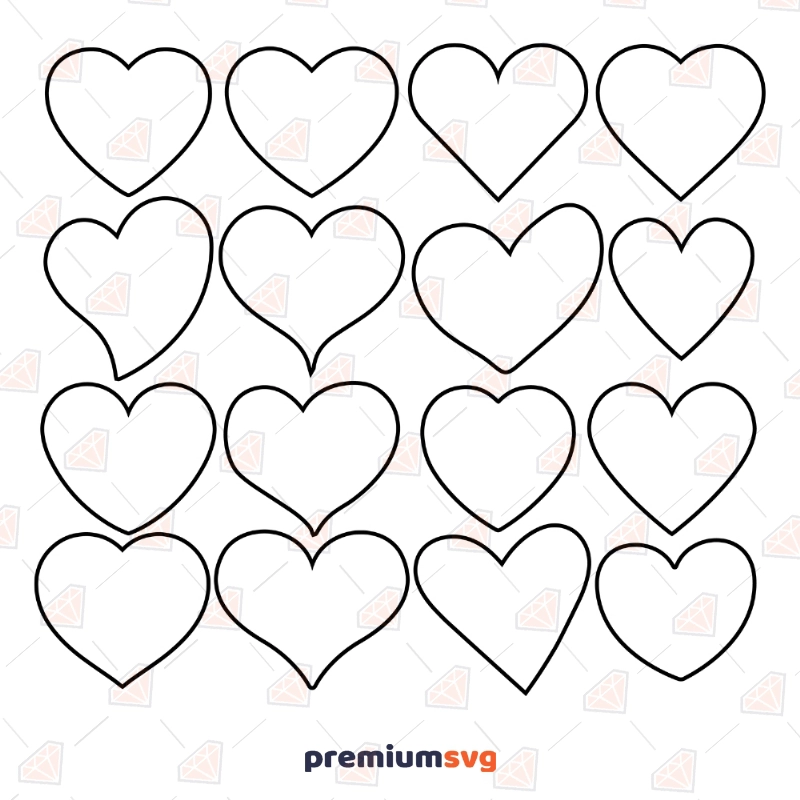 Sketched hearts Svg, Hearts Svg, Love heart Svg, Heart Outline Svg, jpg &  png.