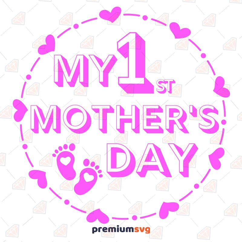 Hearts Wreath My First Mother's Day SVG Mother's Day SVG Svg