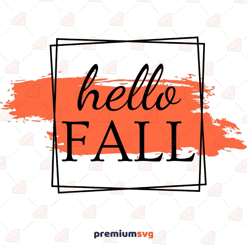 Hello Fall Double Square SVG Cut File, Hello Fall Instant Download T-shirt SVG Svg