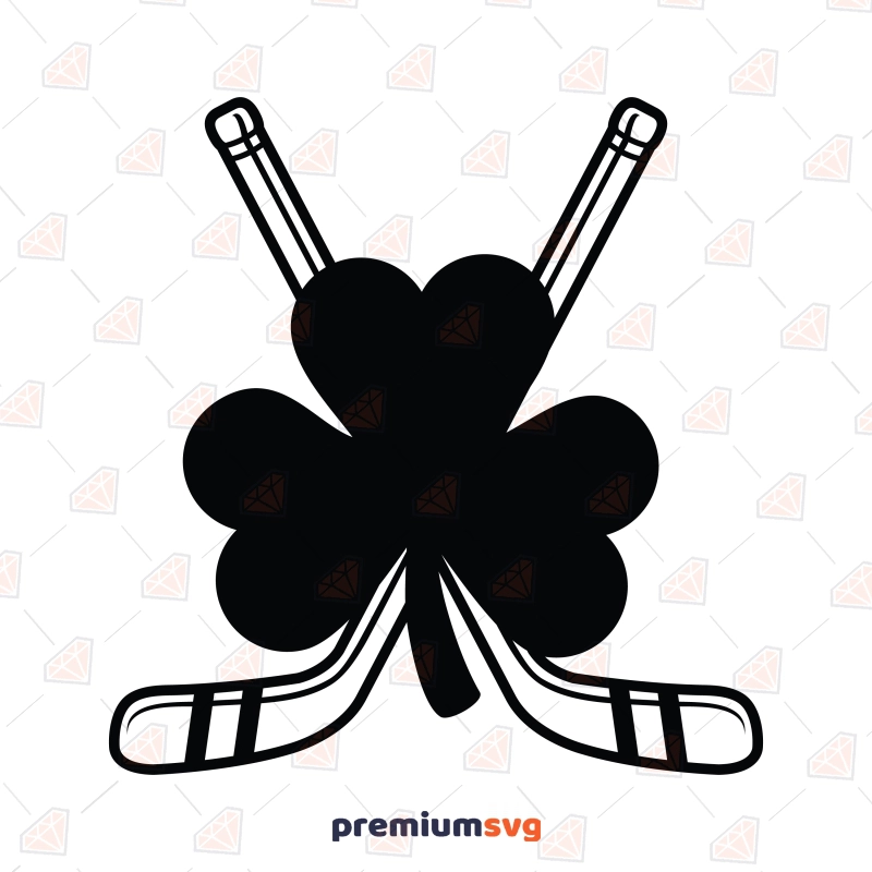 Hockey Sticks with Shamrock SVG, Shamrock Hockey PNG St Patrick's Day SVG Svg