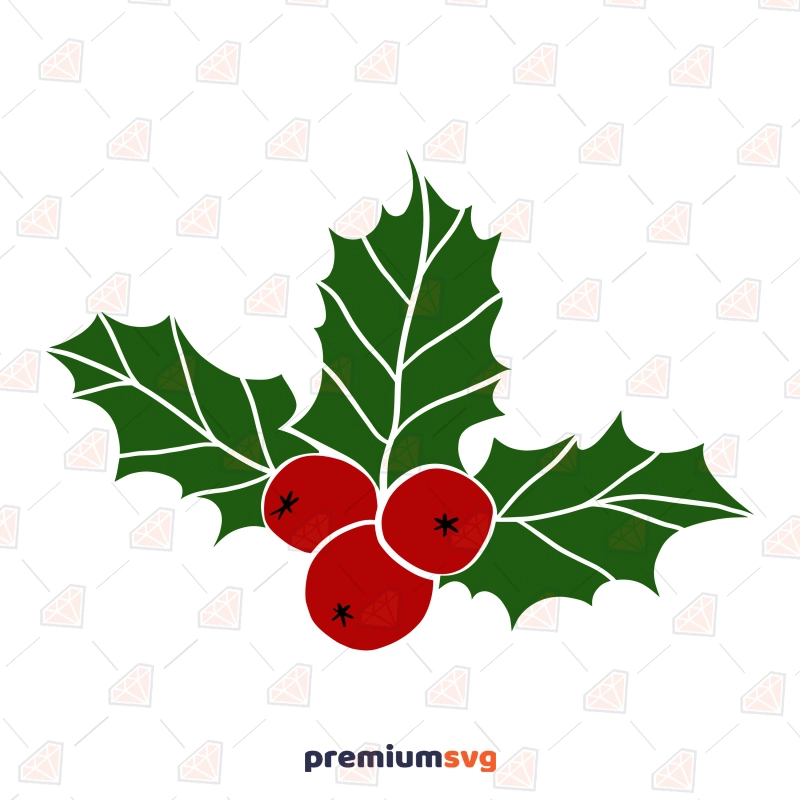 Holly Berries and Leaves SVG, Christmas SVG Vector Files Christmas SVG Svg
