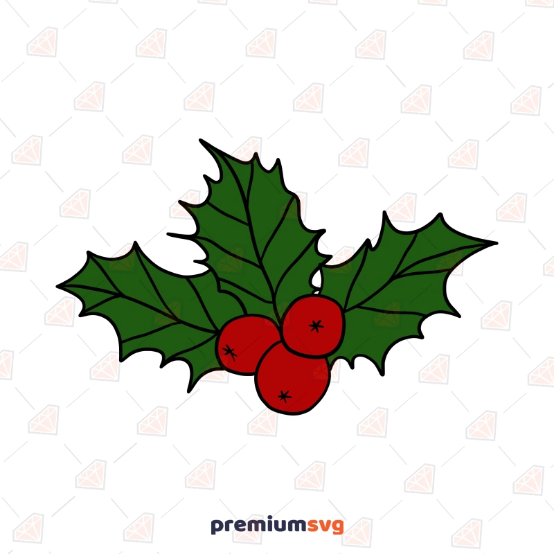 Holly Leaves and Berries SVG, Christmas Crafts SVG Design Christmas SVG Svg