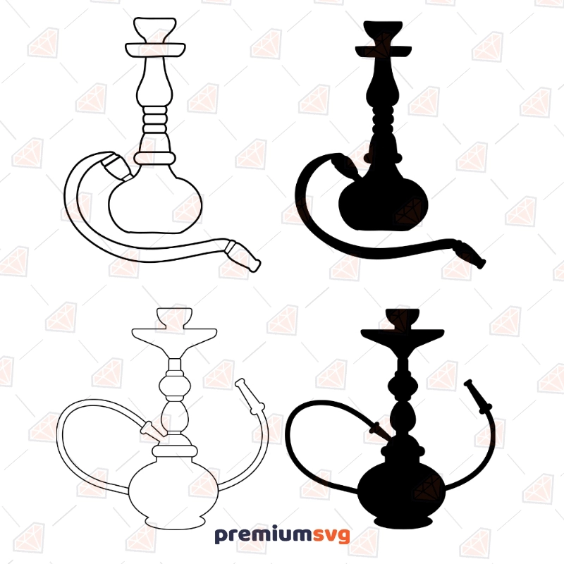 Hookah Bundle SVG Cut Files, Hookah Pipe Vector File Drawings Svg